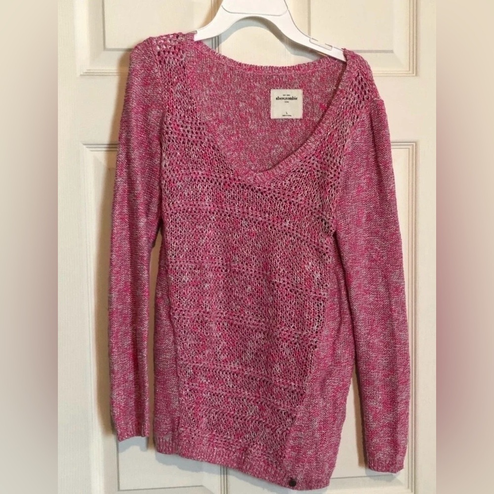 Abercrombie Girls Large Pink Sweater V-Neck Y2K Vintage GUC
